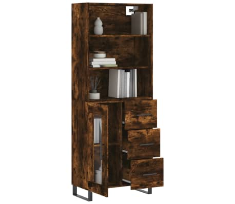 vidaXL Buffet haut Chêne fumé 69,5x34x180 cm Bois d'ingénierie