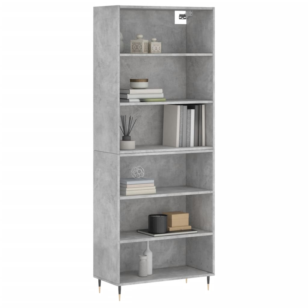 vidaXL Kaappi betoninharmaa 69,5x32,5x180 cm tekninen puu