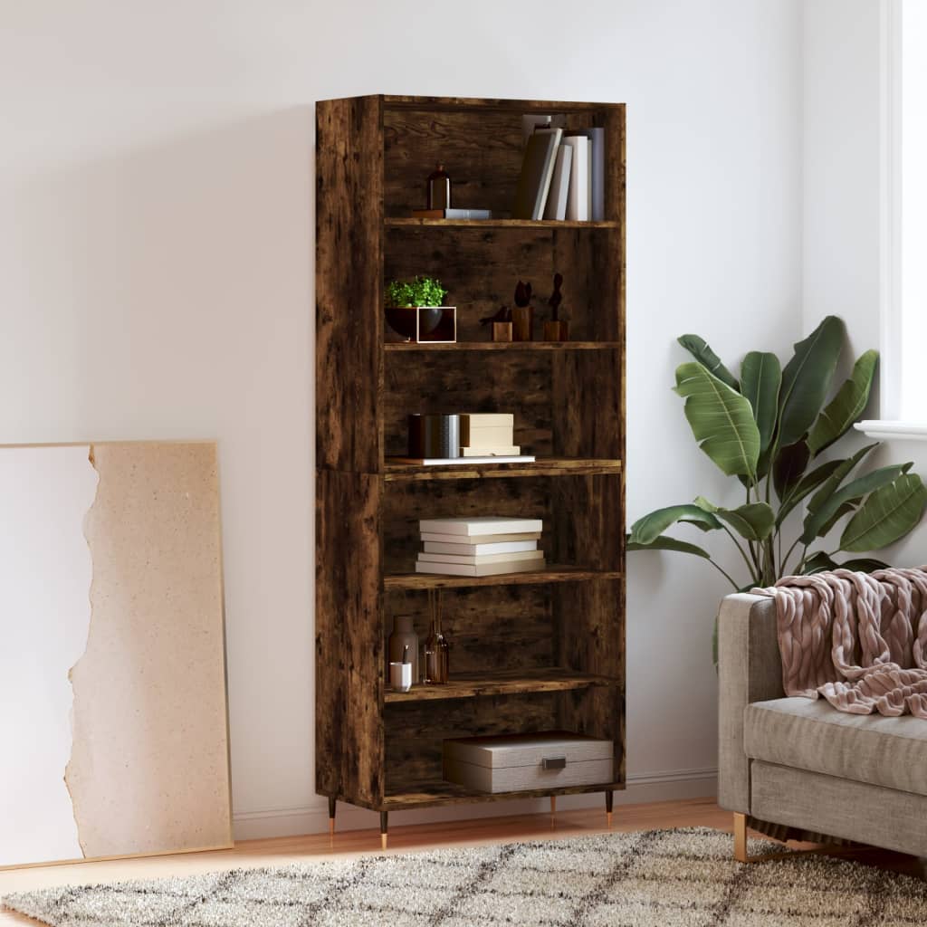 Highboard Räuchereiche 69,5×32,5×180 cm Holzwerkstoff