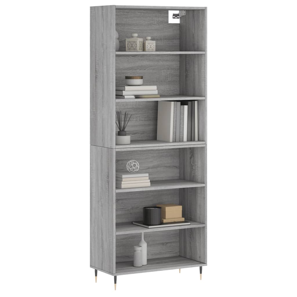 vidaXL Kaappi harmaa Sonoma 69,5x32,5x180 cm tekninen puu