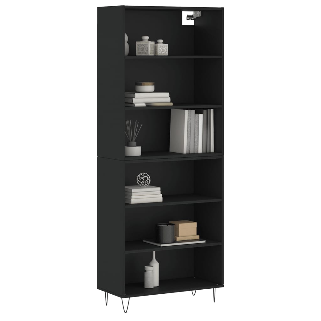 vidaXL Hoge kast 69,5x32,5x180 cm bewerkt hout zwart afbeelding