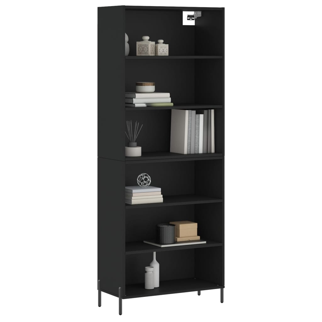 vidaXL Hoge kast 69,5x32,5x180 cm bewerkt hout zwart afbeelding