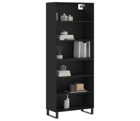 vidaXL Dulap &icirc;nalt, negru, 69,5x32,5x180 cm, lemn compozit