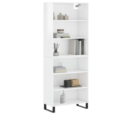 vidaXL Visoka komoda visok sijaj bela 69,5x32,5x180 cm inženirski les