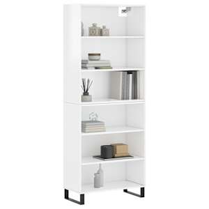 vidaXL Visoka komoda visok sijaj bela 69,5x32,5x180 cm inženirski les