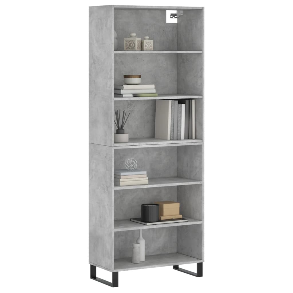 Thumbnail - vidaXL Highboard Betongrau 69,5x32,5x180 cm Holzwerkstoff