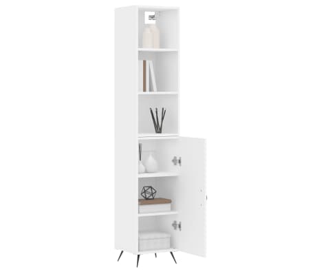 vidaXL Visoka omara bela 34,5x34x180 cm inženirski les