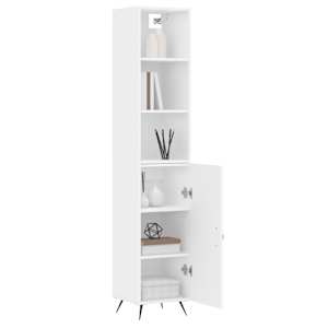 vidaXL Visoka omara bela 34,5x34x180 cm inženirski les