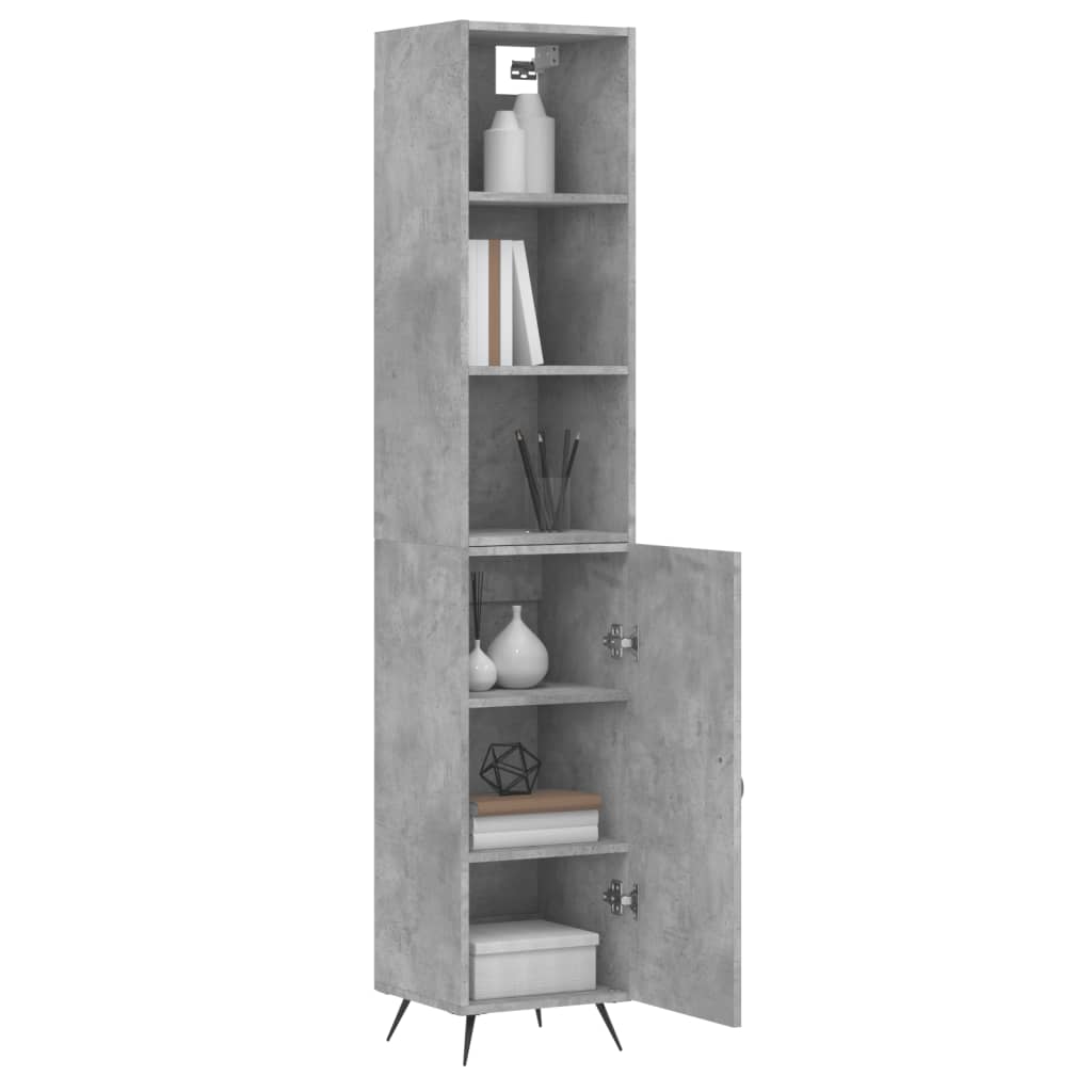 vidaXL Highboard Concrete Grey 34.5x34x180 cm Engineered Wood