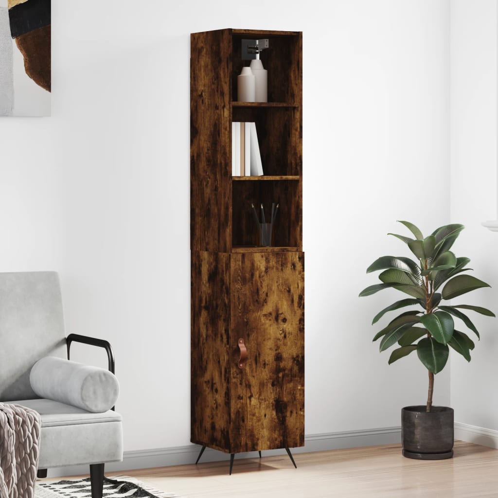 vidaXL Highboard Räuchereiche 34,5x34x180 cm Holzwerkstoff