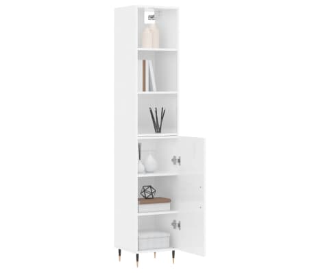 vidaXL Ντουλάπι Γυαλ. Λευκό 34,5 x 34 x 180 εκ. από Επεξεργασμένο Ξύλο