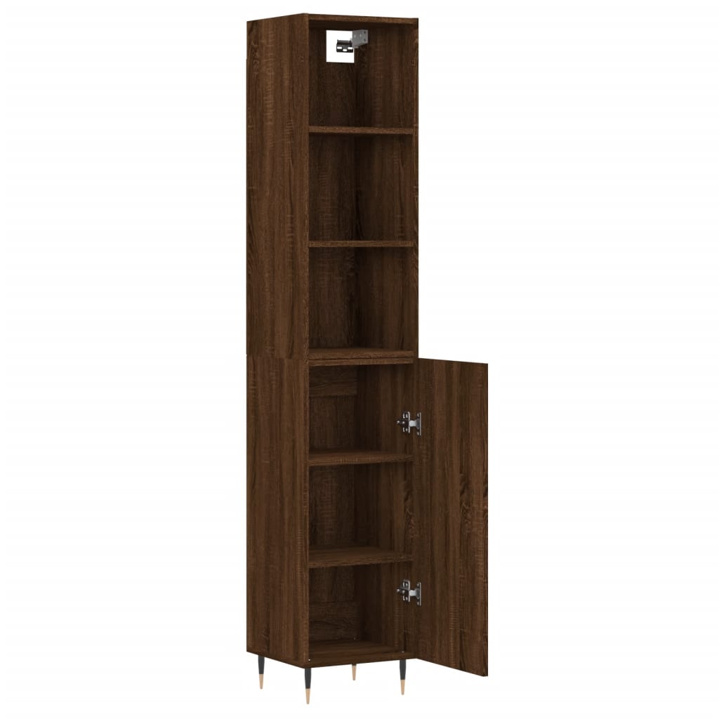vidaXL Hoge kast 34,5x34x180 cm bewerkt hout bruin eikenkleur