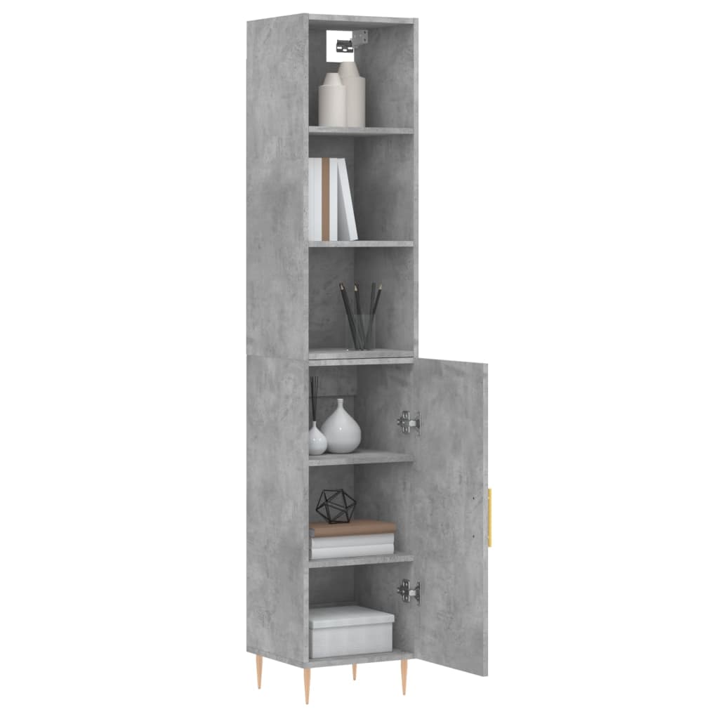 vidaXL Highboard Concrete Grey 34.5x34x180 cm Engineered Wood