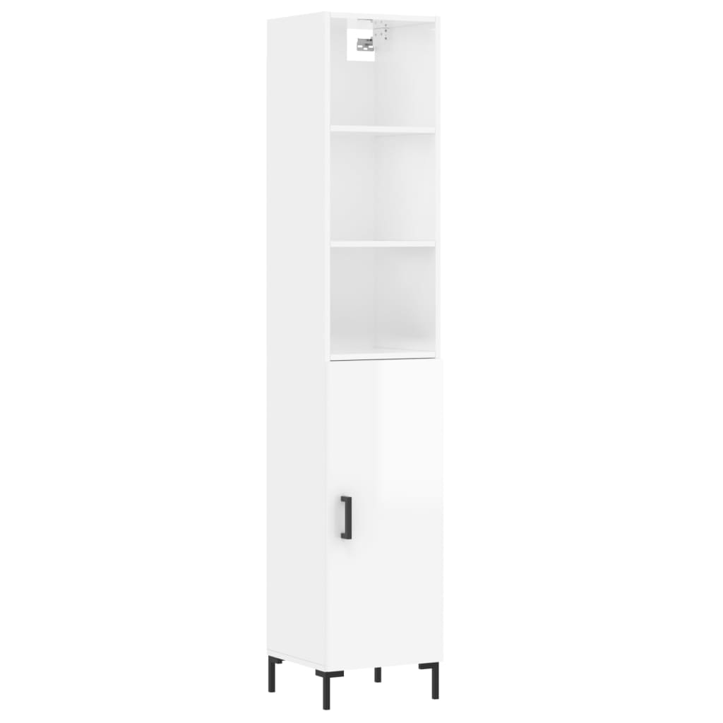 vidaXL Skříň highboard bílá s vysokým leskem 34,5x34x180 cm kompozit