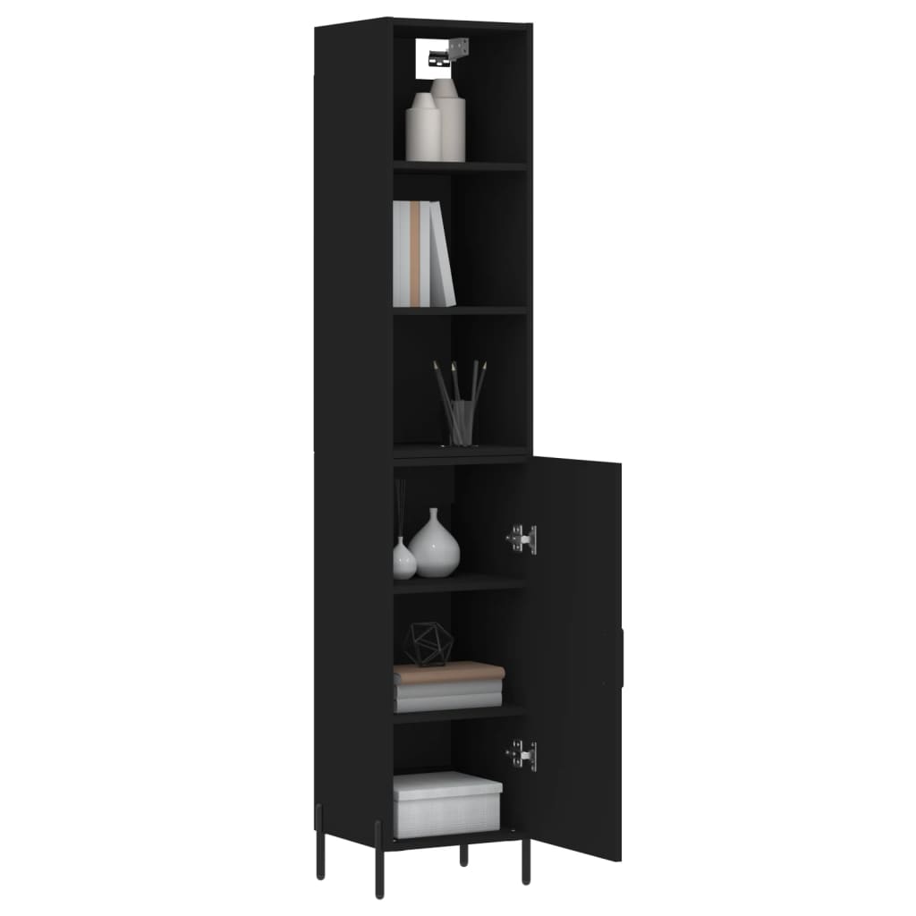 vidaXL Highboard Schwarz 34,5x34x180 cm Holzwerkstoff