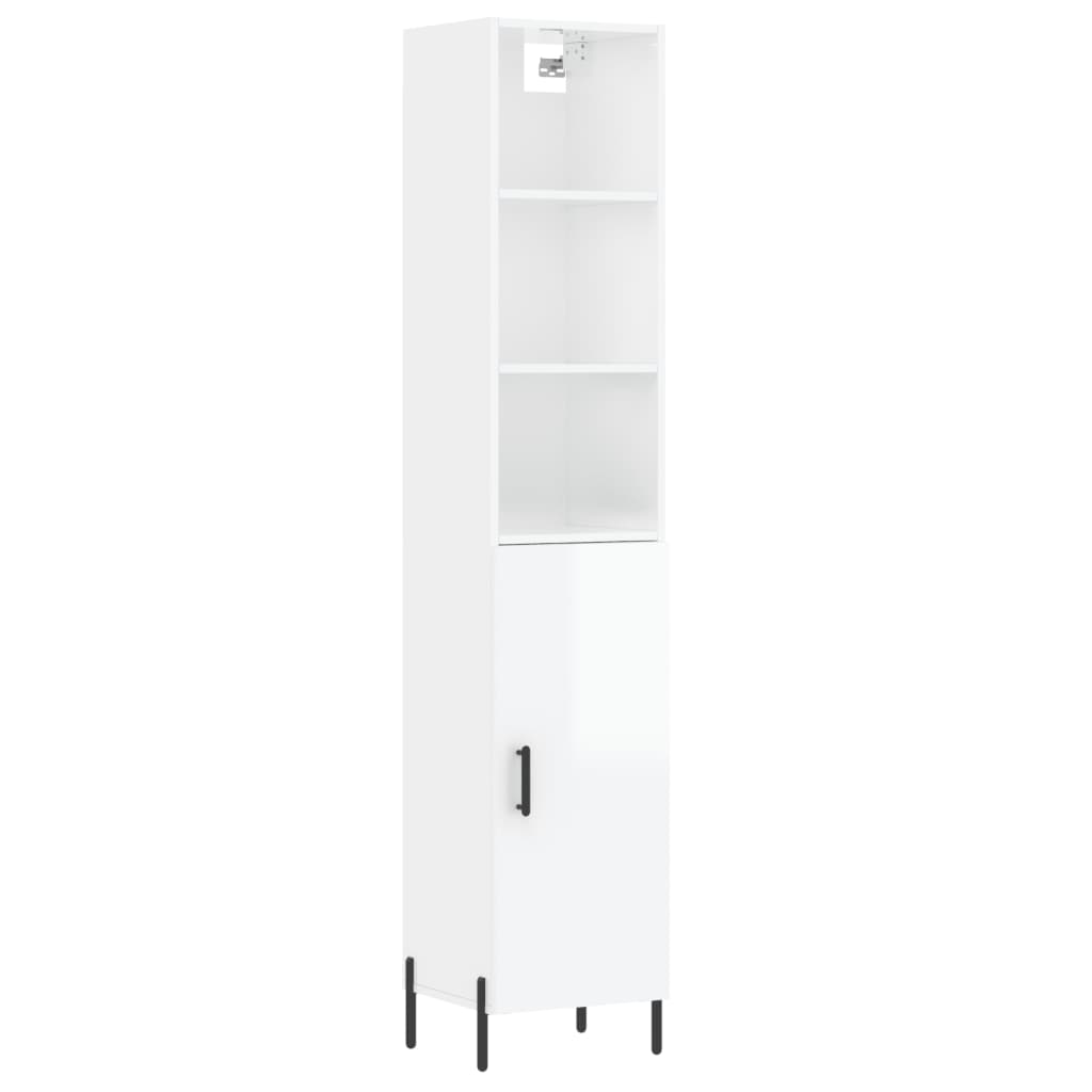 vidaXL Skříň highboard bílá s vysokým leskem 34,5x34x180 cm kompozit