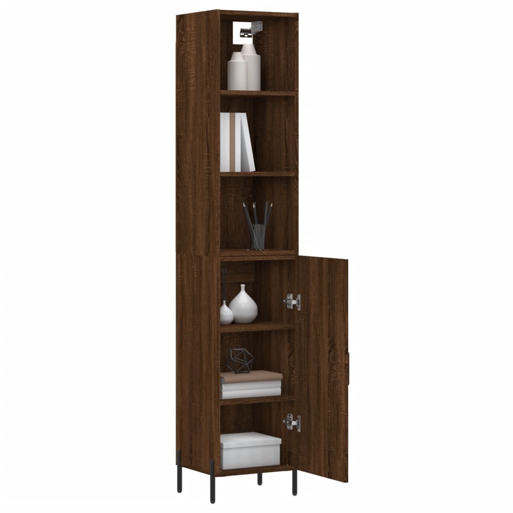 vidaXL Highboard Braun Eichen-Optik 34,5x34x180 cm Holzwerkstoff