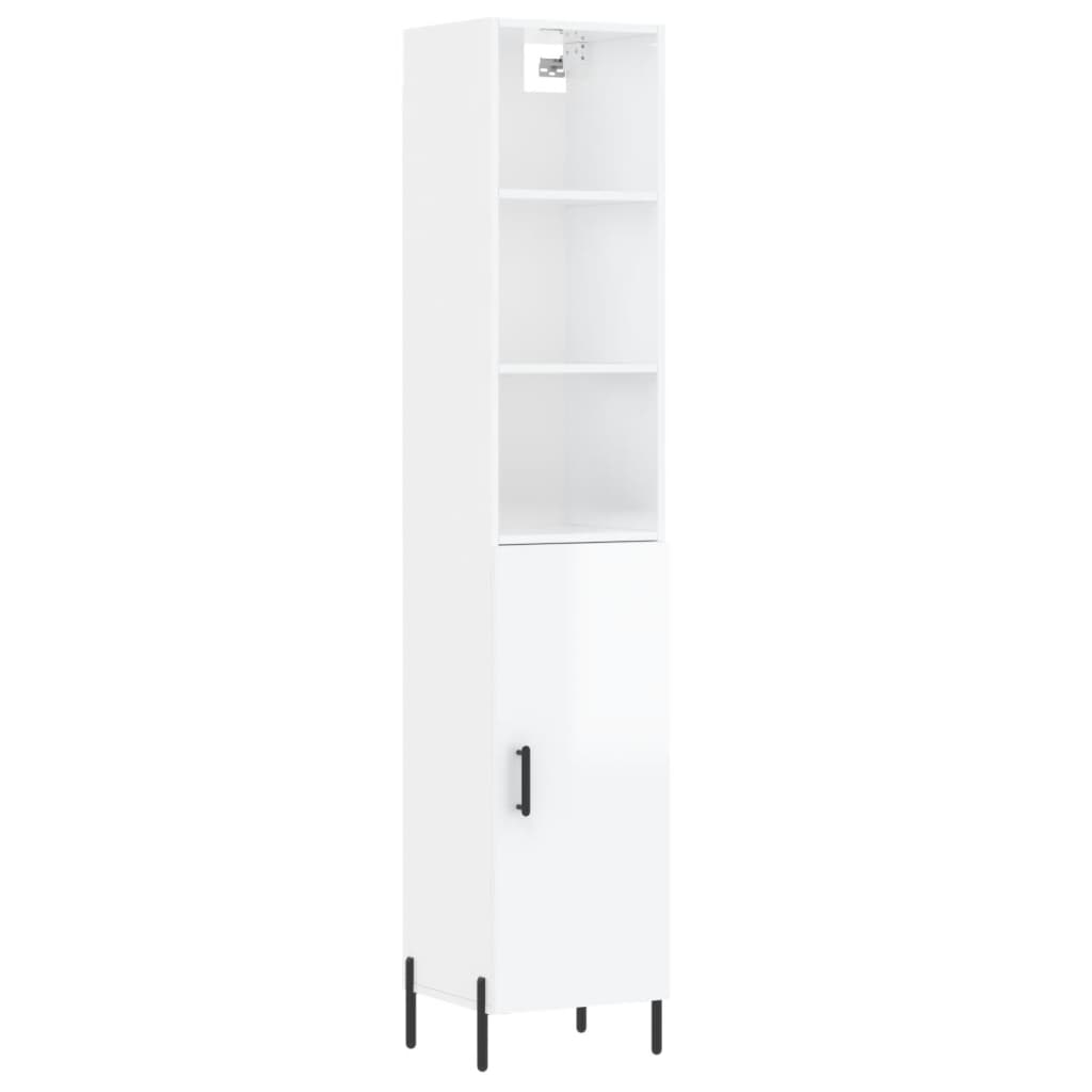 vidaXL Skříň highboard bílá s vysokým leskem 34,5x34x180 cm kompozit