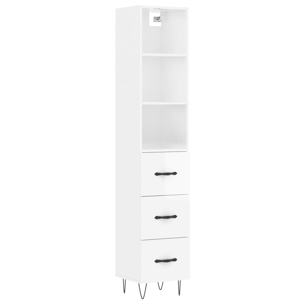 vidaXL Skříň highboard bílá s vysokým leskem 34,5x34x180 cm kompozit