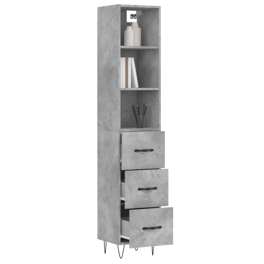 vidaXL Skříň highboard betonově šedá 34,5x34x180 cm kompozitní dřevo