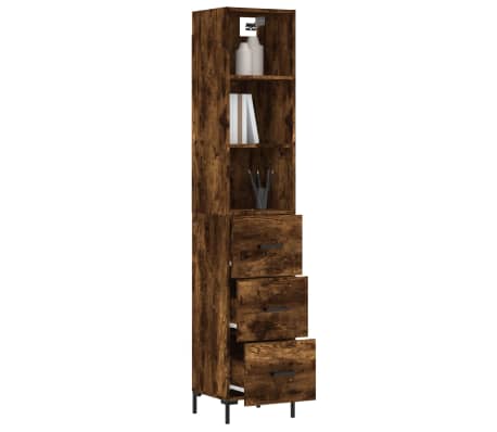 vidaXL Highboard Räuchereiche 34,5x34x180 cm Holzwerkstoff