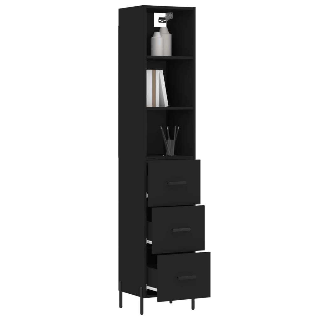 vidaXL Highboard Black 34.5x34x180 cm Engineered Wood