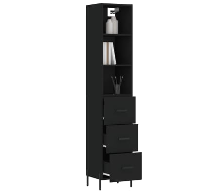 vidaXL Highboard Black 34.5x34x180 cm Engineered Wood