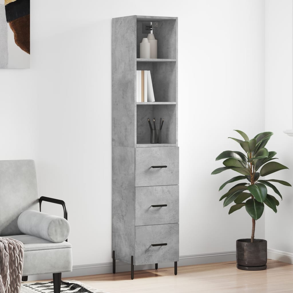 Skříň highboard betonově šedá 34,5x34x180 cm kompozitní dřevo