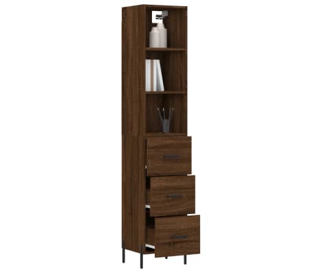 vidaXL Buffet haut Chêne marron 34,5x34x180 cm Bois d'ingénierie