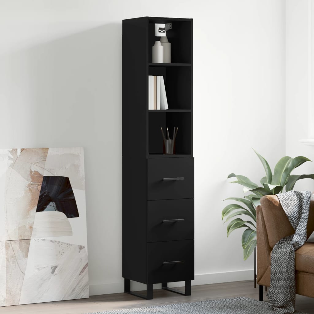 Skříň highboard černá 34,5 x 34 x 180 cm kompozitní dřevo