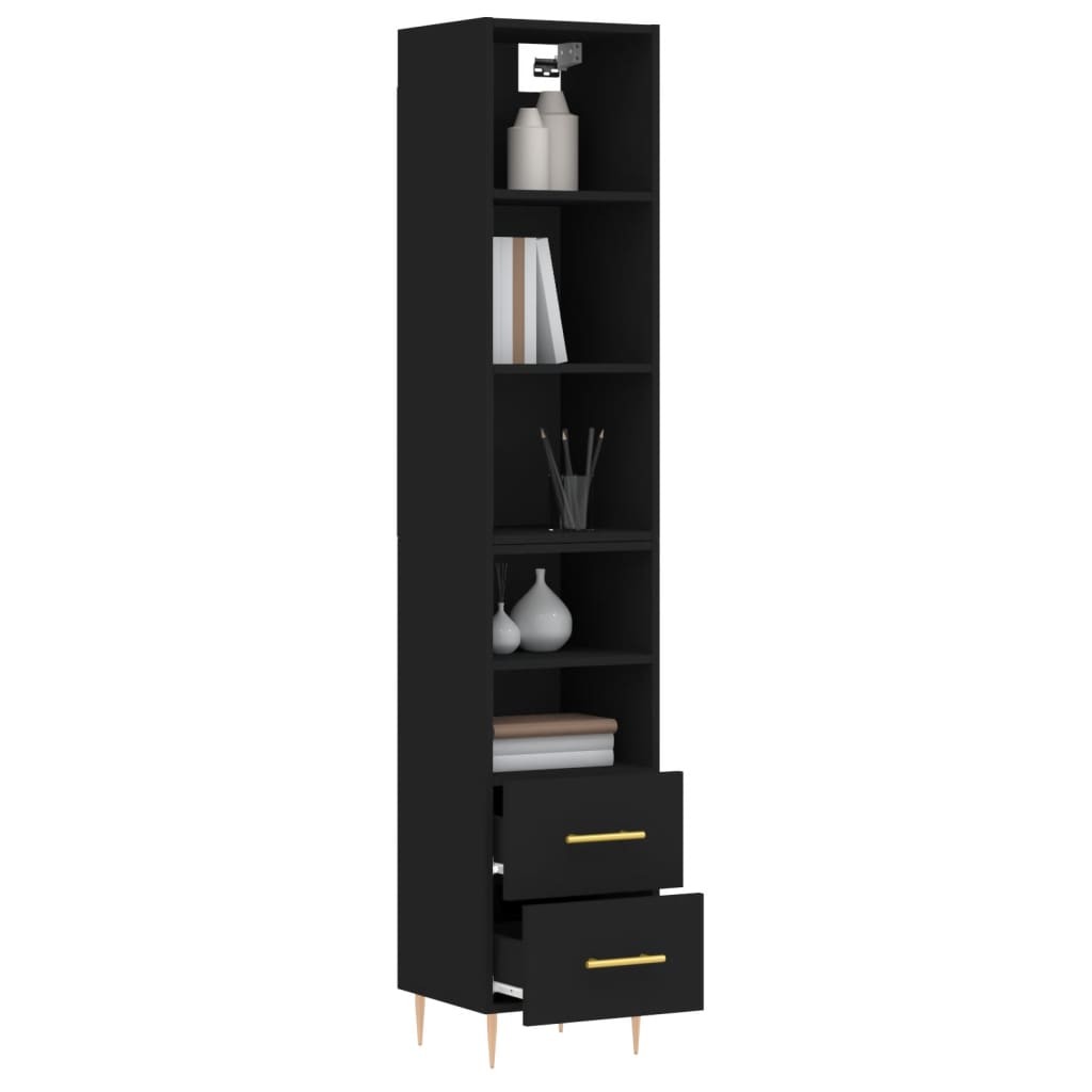 vidaXL Highboard Black 34.5x34x180 cm Engineered Wood