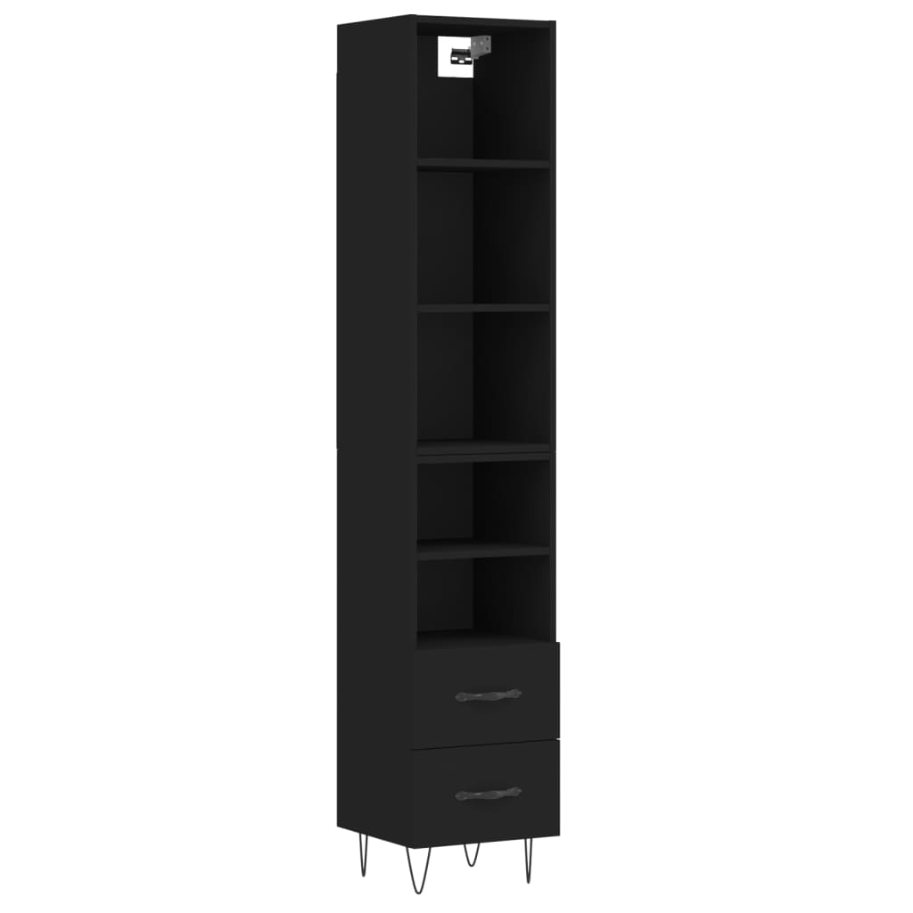 vidaXL Skříň highboard černá 34,5 x 34 x 180 cm kompozitní dřevo