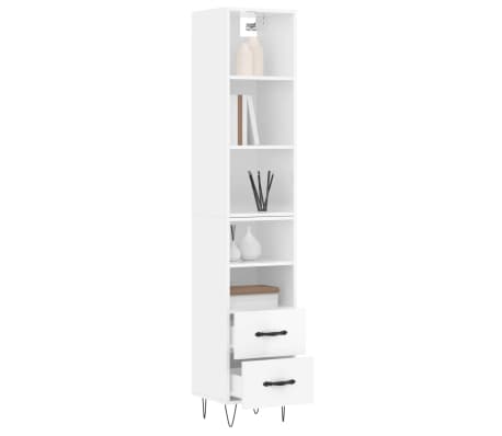 vidaXL Ντουλάπι Γυαλ. Λευκό 34,5 x 34 x 180 εκ. από Επεξεργασμένο Ξύλο