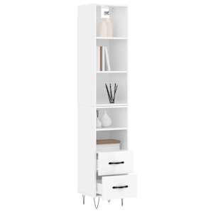 vidaXL Ντουλάπι Γυαλ. Λευκό 34,5 x 34 x 180 εκ. από Επεξεργασμένο Ξύλο