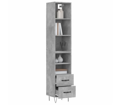 vidaXL Buffet haut Gris béton 34,5x34x180 cm Bois d'ingénierie