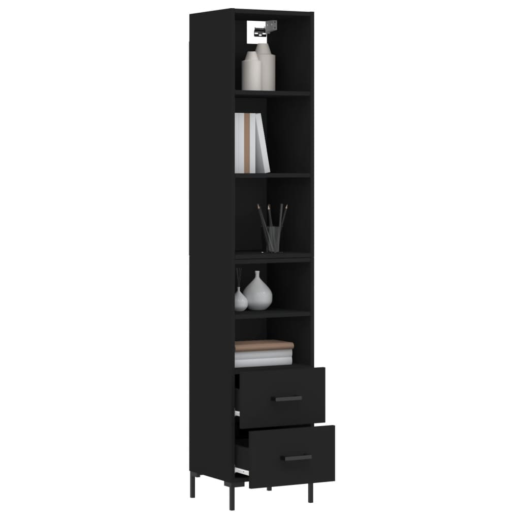 vidaXL Highboard Black 34.5x34x180 cm Engineered Wood