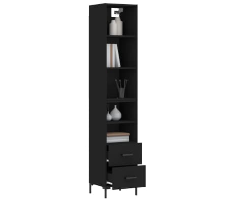 vidaXL Highboard Black 34.5x34x180 cm Engineered Wood