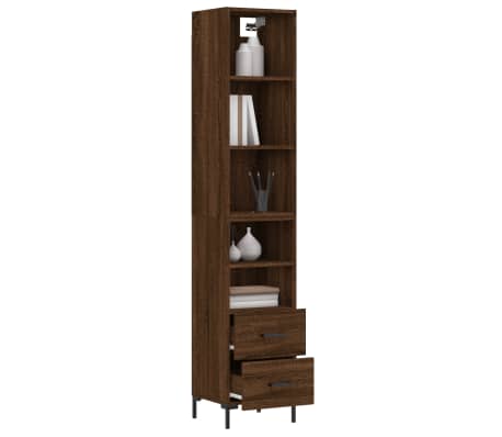 vidaXL Highboard Brown Oak 34.5x34x180 cm Engineered Wood