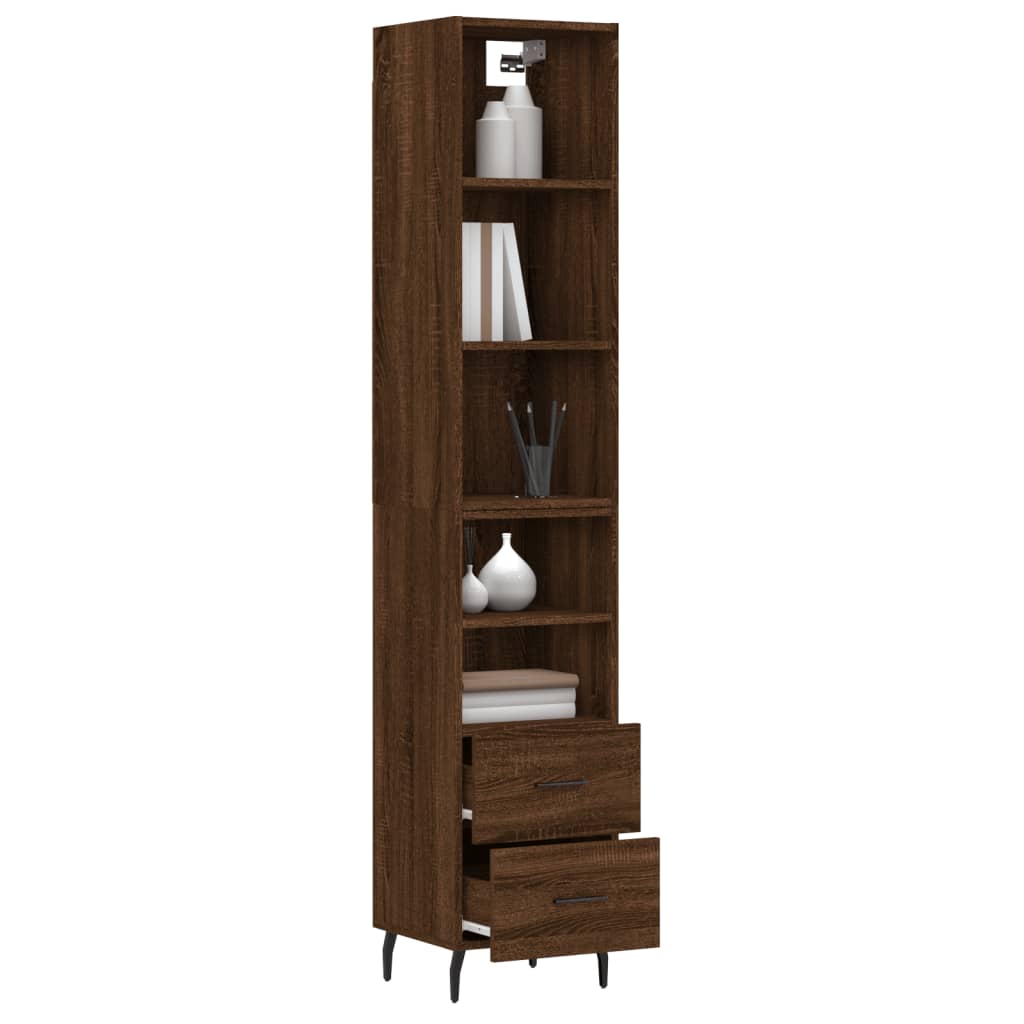 vidaXL Highboard Brown Oak 34.5x34x180 cm Engineered Wood