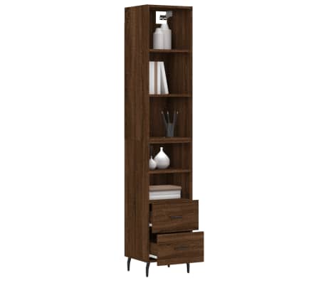 vidaXL Highboard Brown Oak 34.5x34x180 cm Engineered Wood