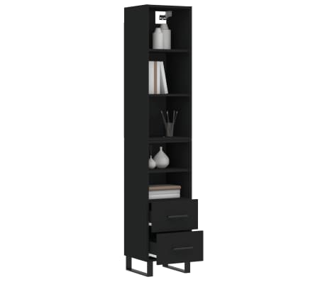 vidaXL Highboard Schwarz 34,5x34x180 cm Holzwerkstoff