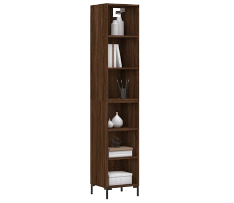 vidaXL Buffet haut Chêne marron 34,5x32,5x180 cm Bois d'ingénierie