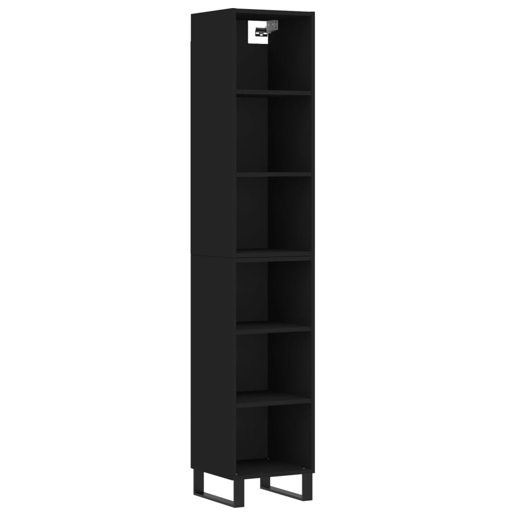 vidaXL Skříň highboard černá 34,5x32,5x180 cm kompozitní dřevo