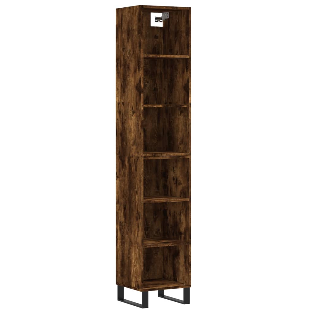 vidaXL Skříň highboard kouřový dub 34,5x32,5x180 cm kompozitní dřevo