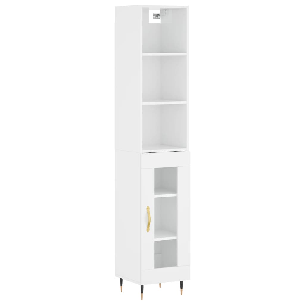 vidaXL Skříň highboard bílá s vysokým leskem 34,5x34x180 cm kompozit