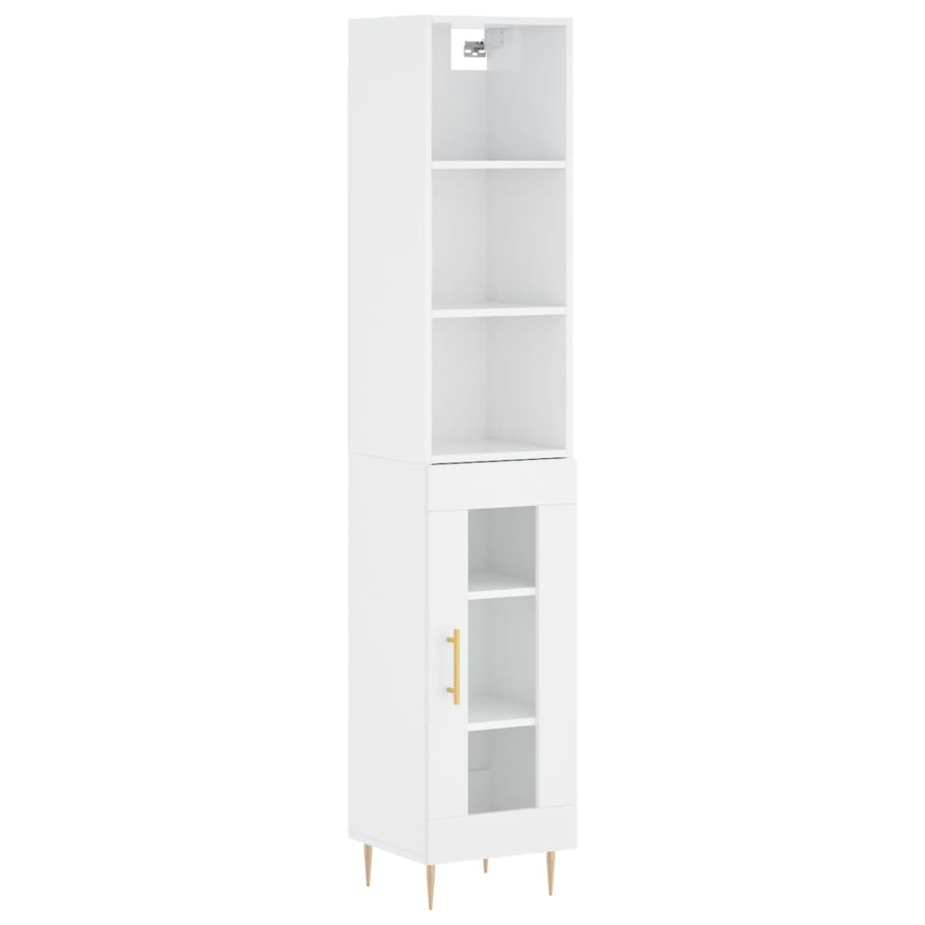 vidaXL Skříň highboard bílá s vysokým leskem 34,5x34x180 cm kompozit