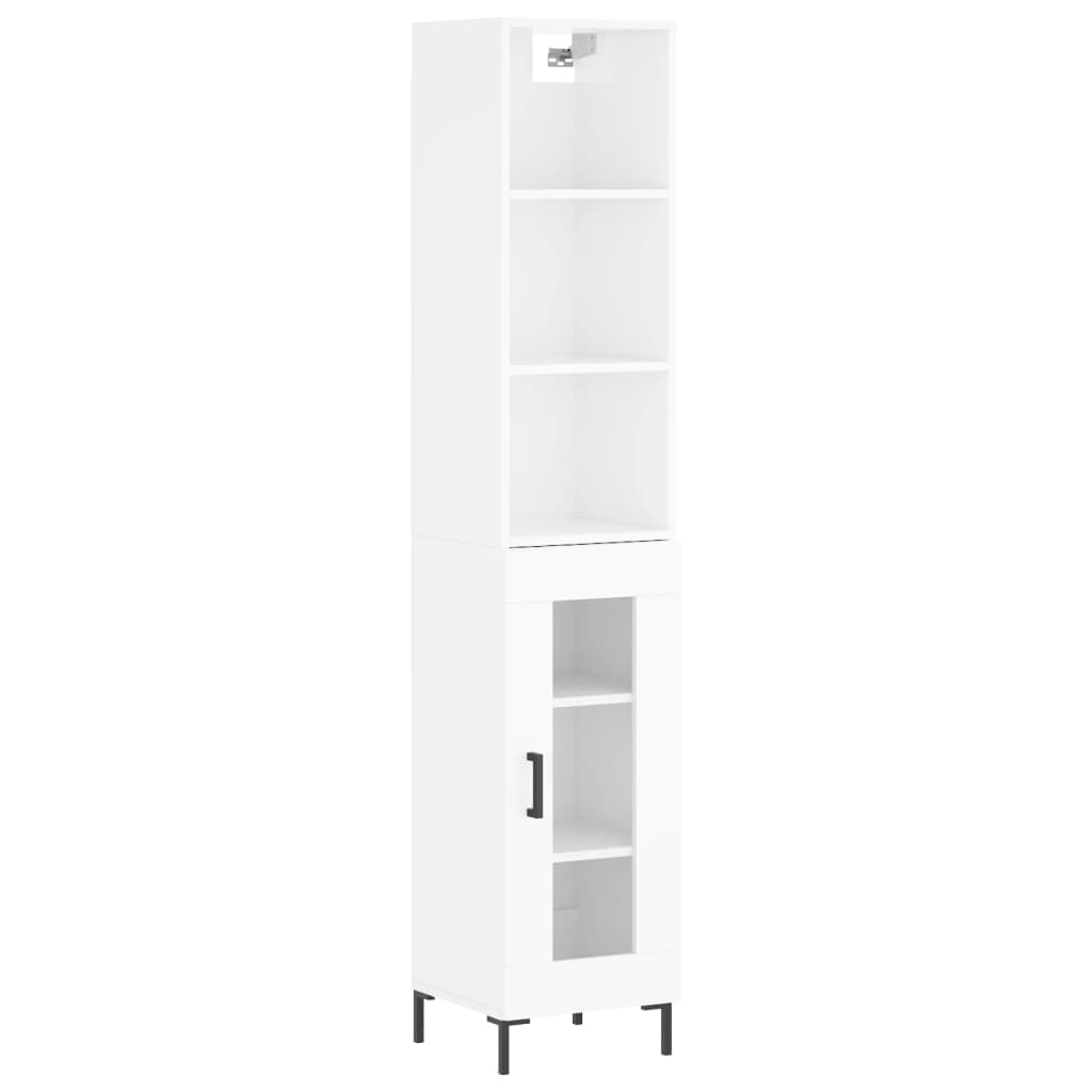 vidaXL Skříň highboard bílá s vysokým leskem 34,5x34x180 cm kompozit