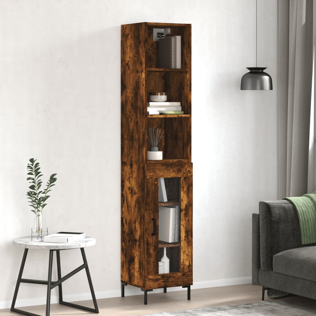 vidaXL Highboard Räuchereiche 34,5x34x180 cm Holzwerkstoff