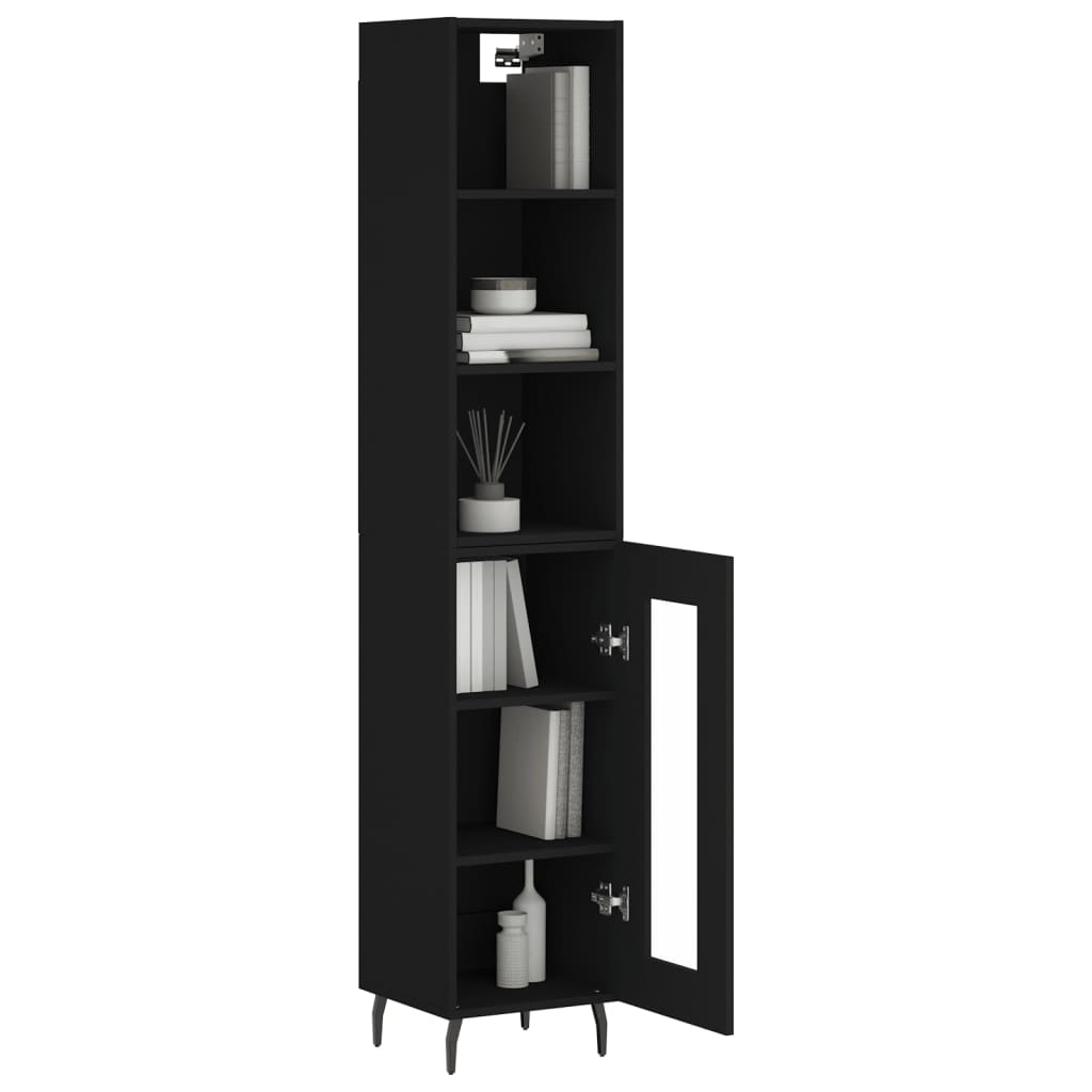 vidaXL Highboard Black 34.5x34x180 cm Engineered Wood