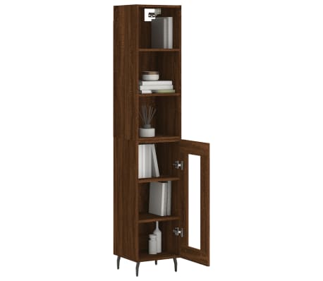 vidaXL Highboard Brown Oak 34.5x34x180 cm Engineered Wood